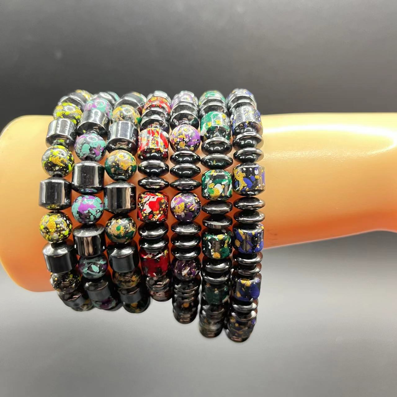 Wholesale Vintage Hematite Bracelet Beaded Colorful Elastic Bracelet ACC-BT-Yima003