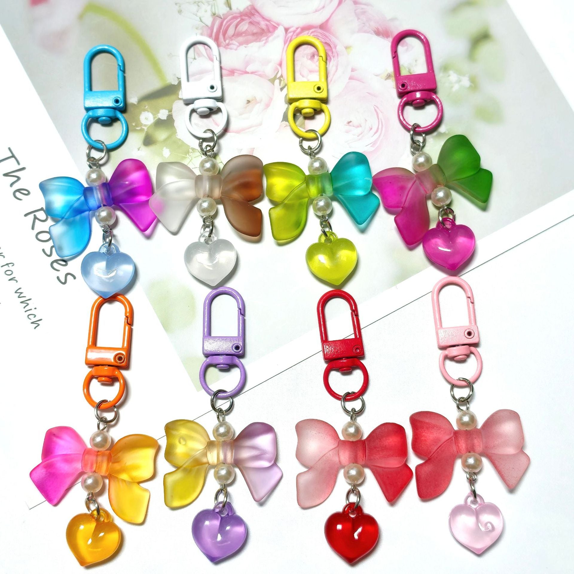 Wholesale Bow Pearl Heart Pendant in Candy Color