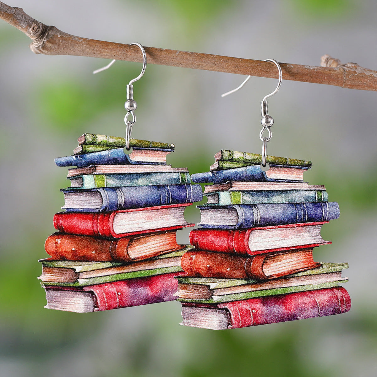 Wholesale School Season Graduation Season Teacher's Day Flower Bow Book  Wooden Double-sided Earrings
