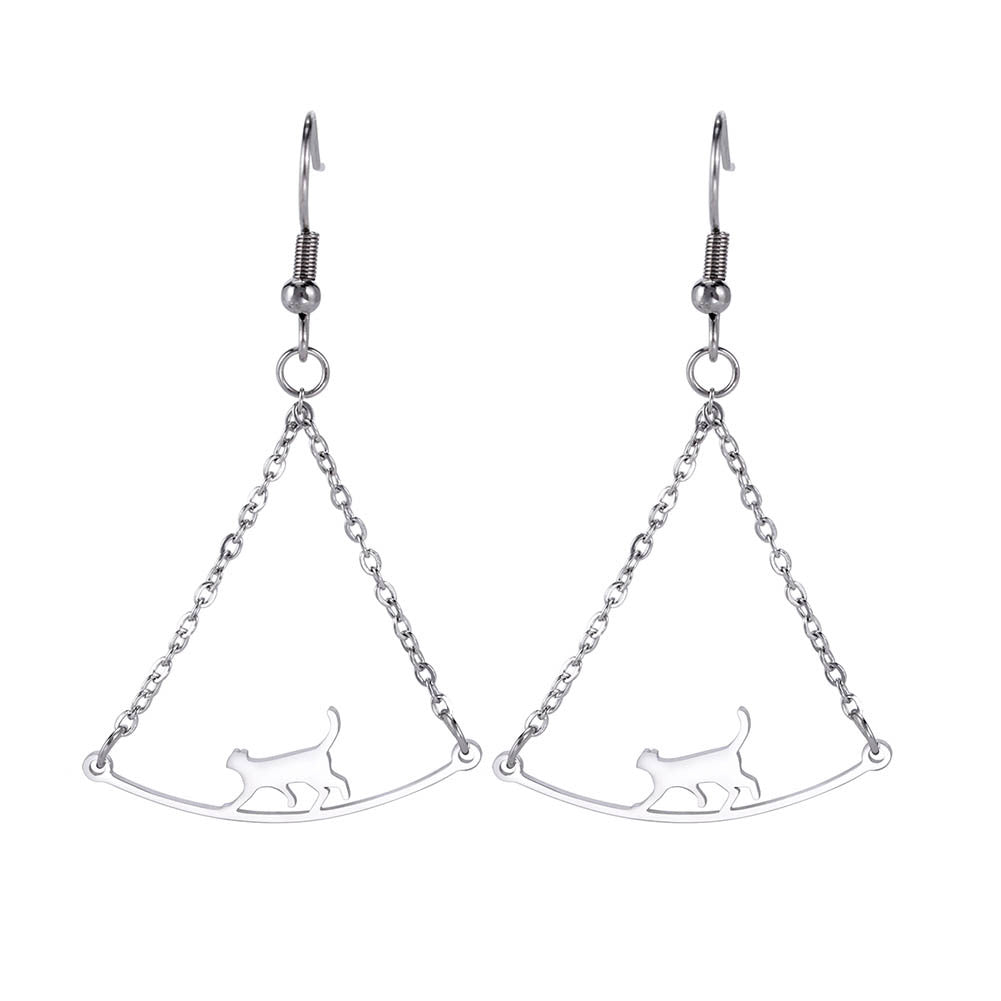 Wholesale Cat Pendant Stainless Steel Earrings ACC-ES-QiJu008