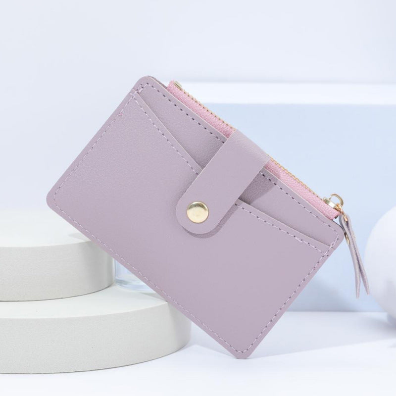 Wholesale PU Leather Multi Slot Zipper Card Wallet Black Fashion Accessory For Women