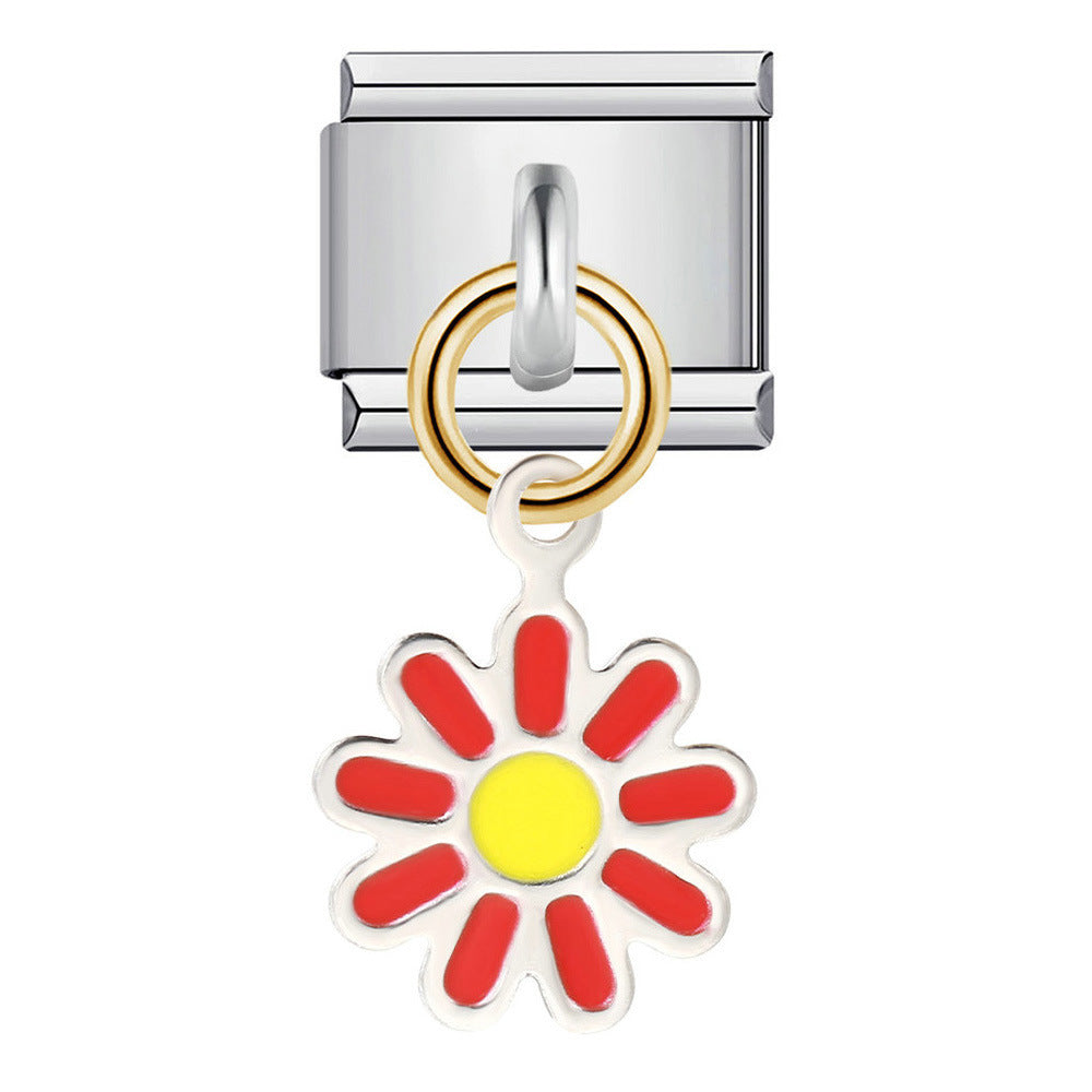 Wholesale Italian modular  Stainless steel gold-plated oil drip DIY bracelet