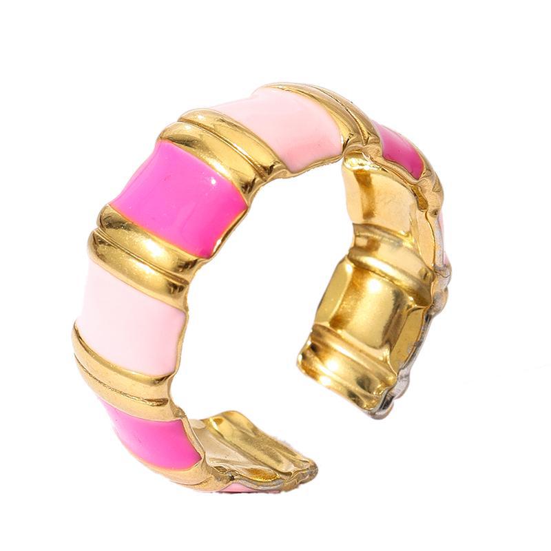 Wholesale Oil Dripping Colorful Flower Pumpkin Ring 18k Gold Plated Rings ACC-RS-MuC002