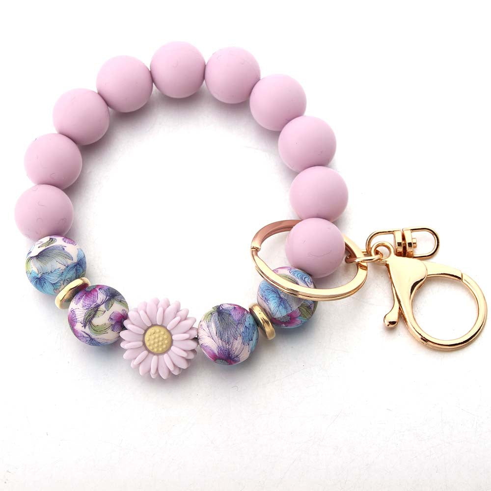 Wholesale Sunflower Silicone Bracelet Keychain ACC-KC-JinAn021