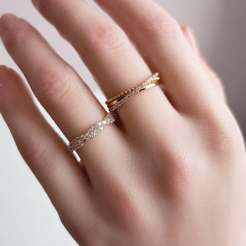 Wholesale s925 sterling silver diamond cross ring  adjustable jewelry