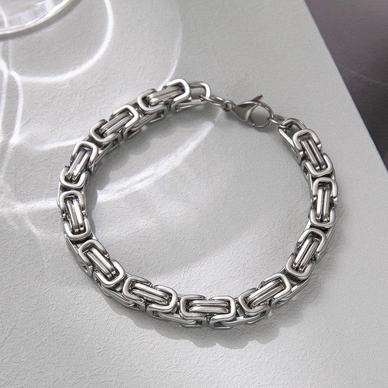 Wholesale Titanium Steel Bracelets Emperor Chain Men's Dragon Bone Hip Hop Silver Bracelet ACC-BT-Yima008