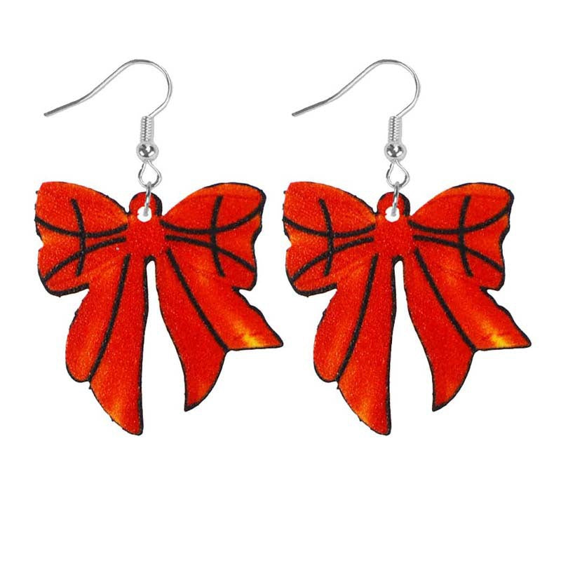 Wholesale Sports Style Baseball Basketball Football Football Football Volleyball Bowtie Shape Women Acrylic Earrings