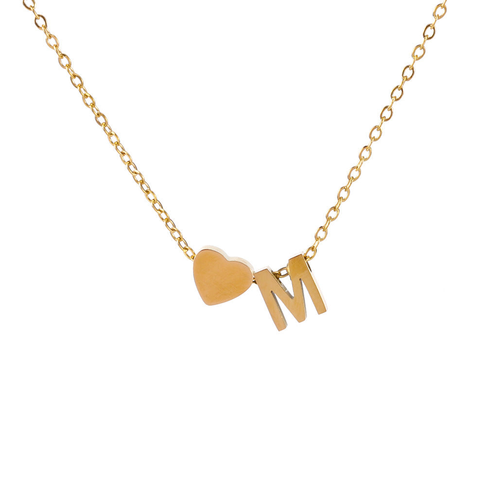 Wholesale light luxury love 18K gold stainless steel 26 letters necklace