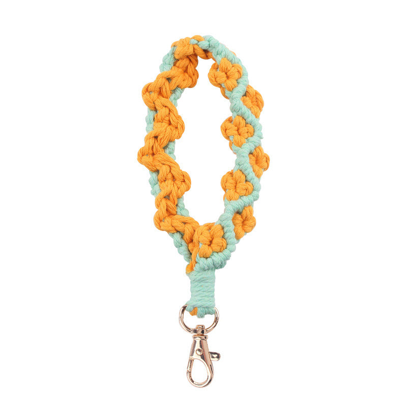 Wholesale Handmade Woven Daisy Cotton Rope Lanyard Keychain ACC-KC-GuangTian078