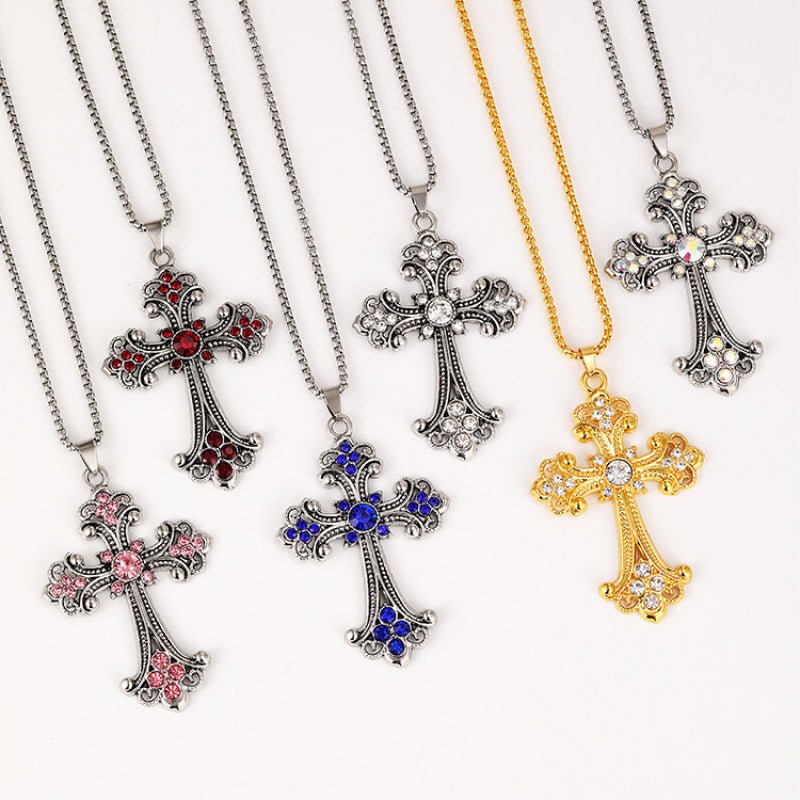 Wholesale Stylish Cross Pendant Necklace Titanium Steel Hip Hop Chain Jewelry Gift For Men Women