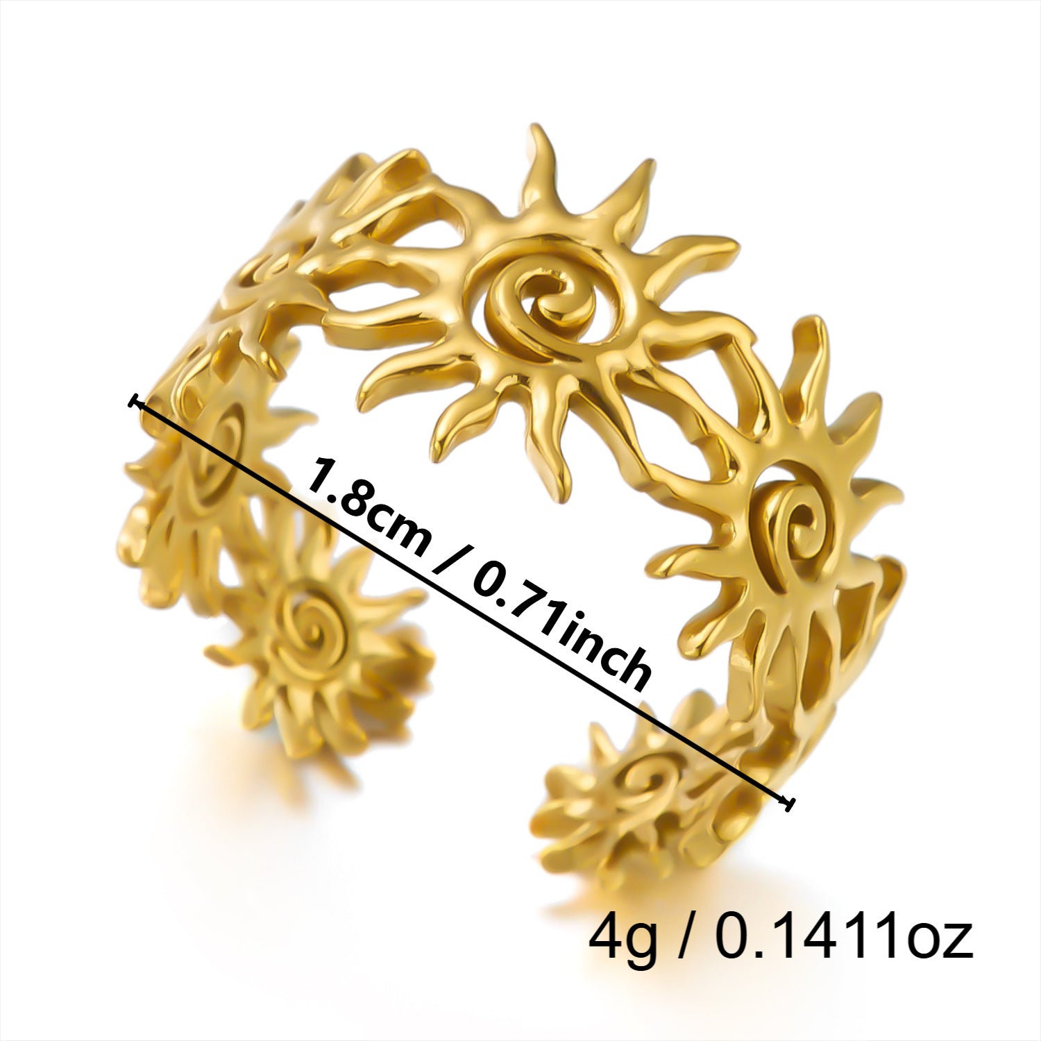 Wholesale Bohemian Sun Ginkgo Leaf Stacking Ring Set Stainless Steel Gold Plated Fashion Jewelry Accessory Gift