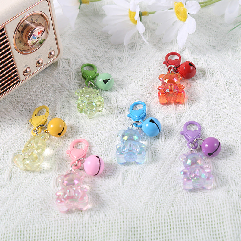 Wholesale Acrylic Teddy Bear Keychains, Bell Pendants ACC-KC-HuiMei011
