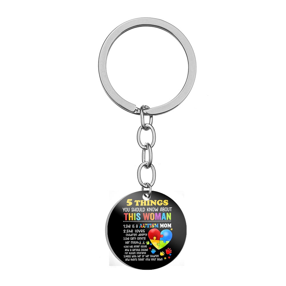 Wholesale Autism Mom MOM Stainless Steel Keychain Mother's Day ACC-KC-HuanYu002