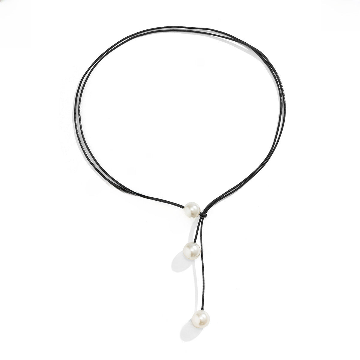 Wholesale simple pearl clavicle double waxed wire necklace