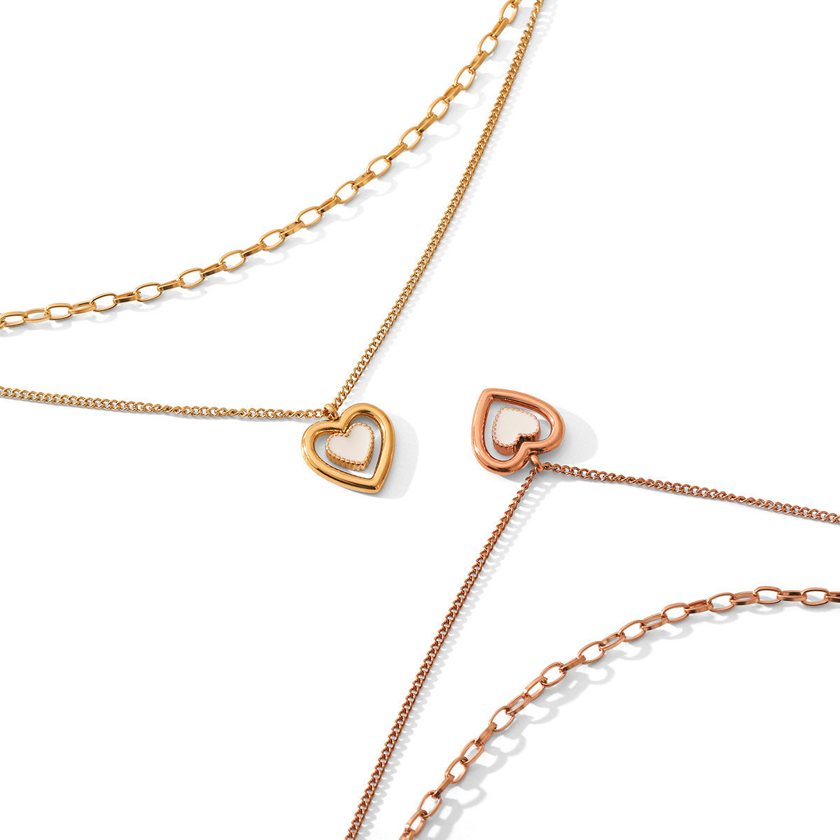 Wholesale  Stainless Steel Gold-plated Heart-shaped Pendant Necklace