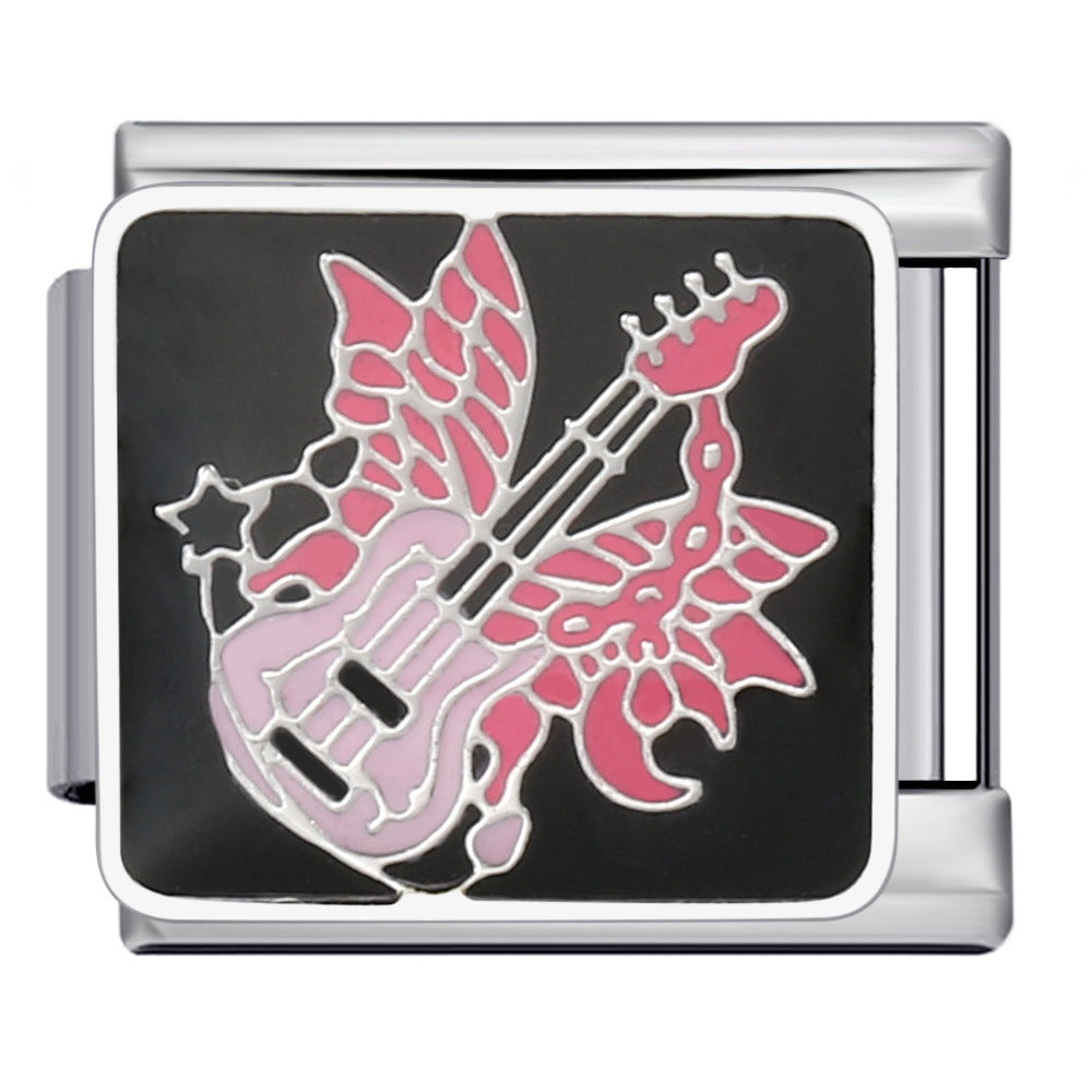 Bracciale modulo italiano all'ingrosso Bracciale a goccia d'olio placcato oro con saldatura in acciaio al titanio fai da te