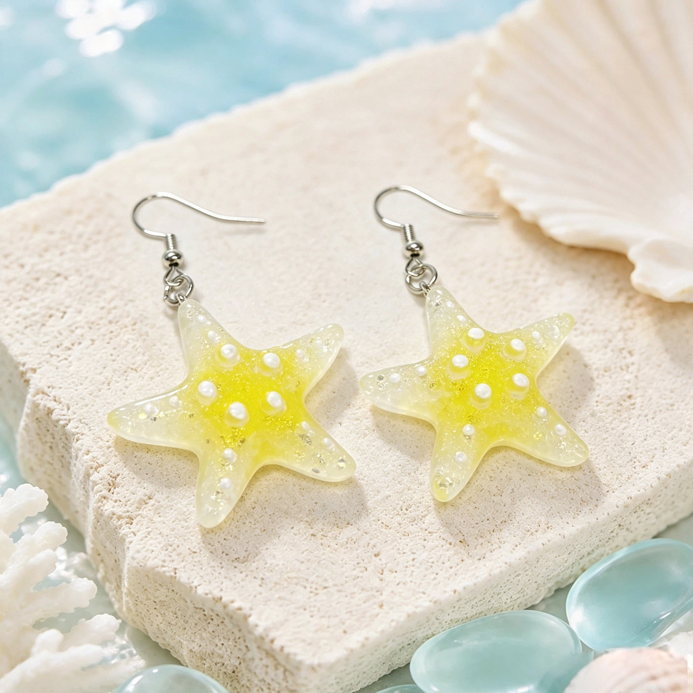 Wholesale Starfish Earrings For Women Summer Beach Gradient Jelly Macaron Fashion Jewelry Accessory