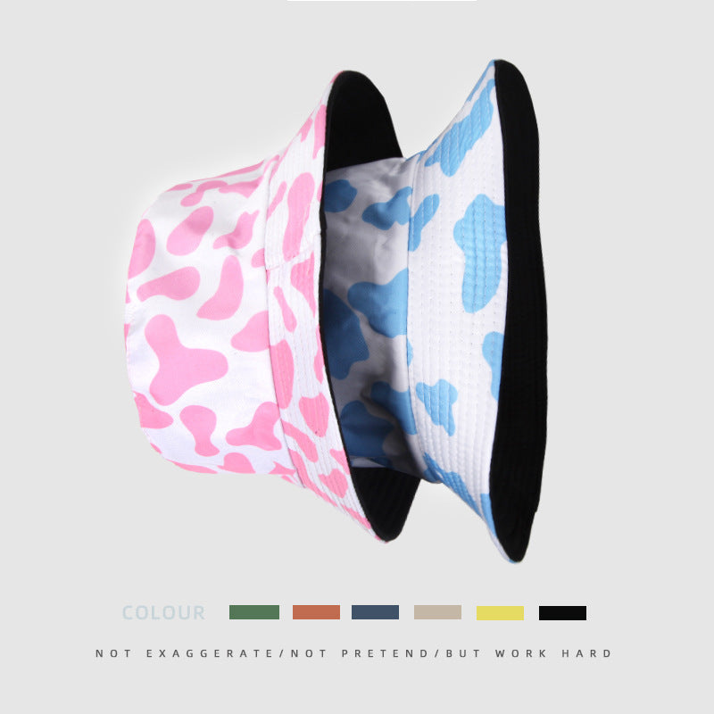 Wholesale  Fisherman Hat Cow Printed Double-sided Casual Basin Hat Bucket Hat