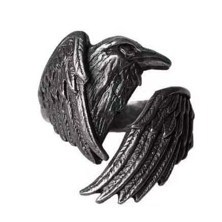 Wholesale Personalized crow index finger ring with wings opening adjustable ring