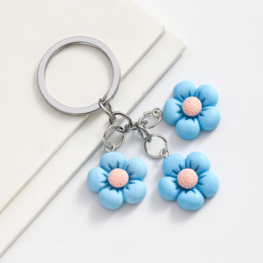 Wholesale DIY Candy Color Five Petal Flower Keychains ACC-KC-RongRui007