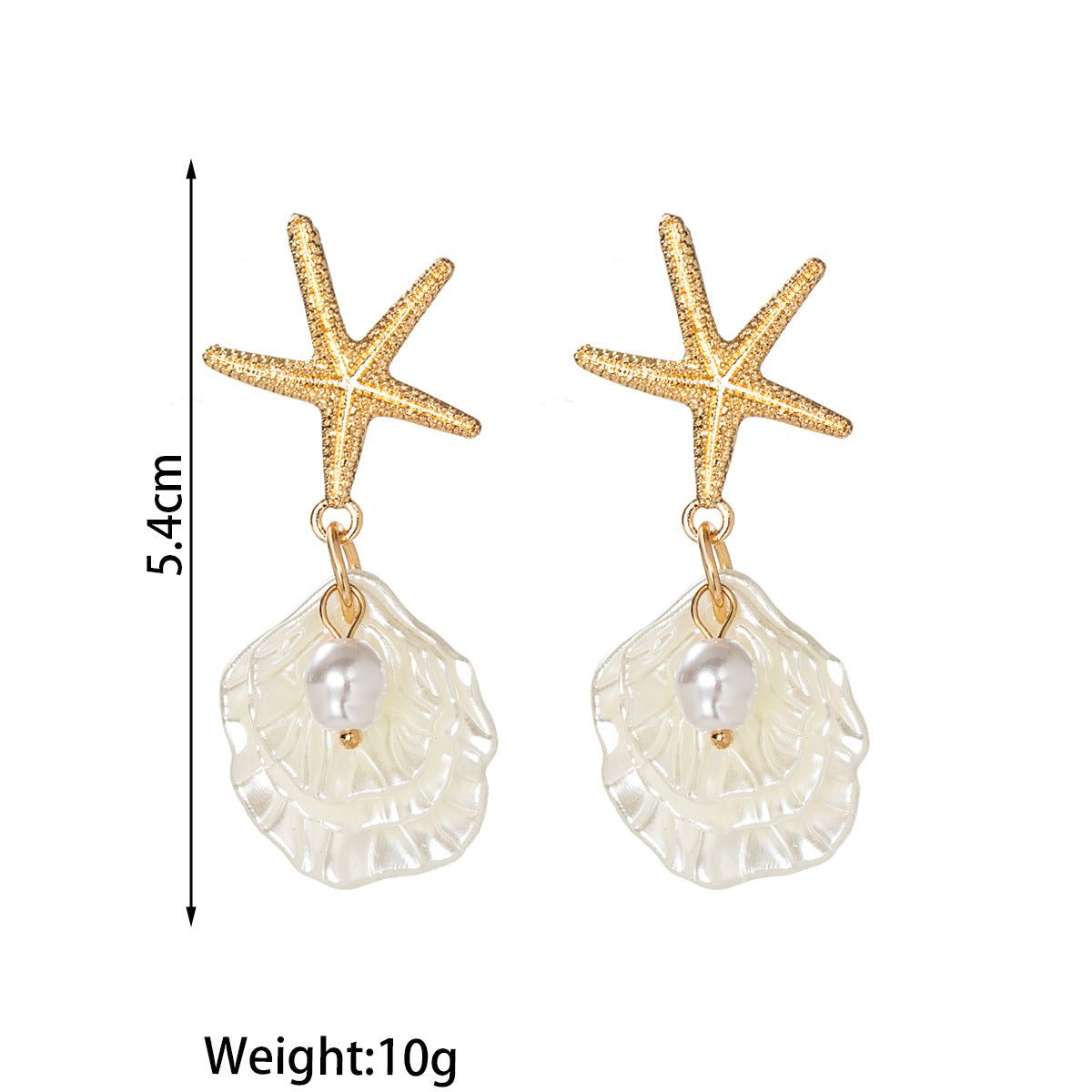 Wholesale Starfish Imitation Pearl Shell Earrings Beach Vacation Style Fashion Jewelry Accessory