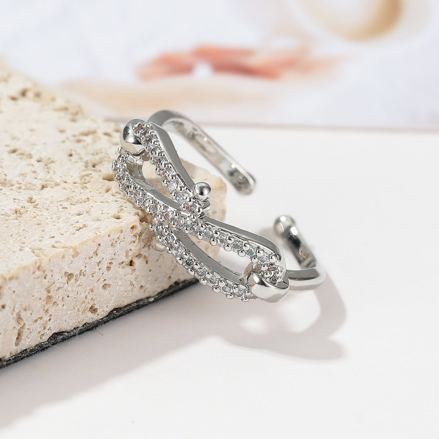 Wholesale  Bow Rope Lock Ring  Stacked Three-Dimensional Finger Ring