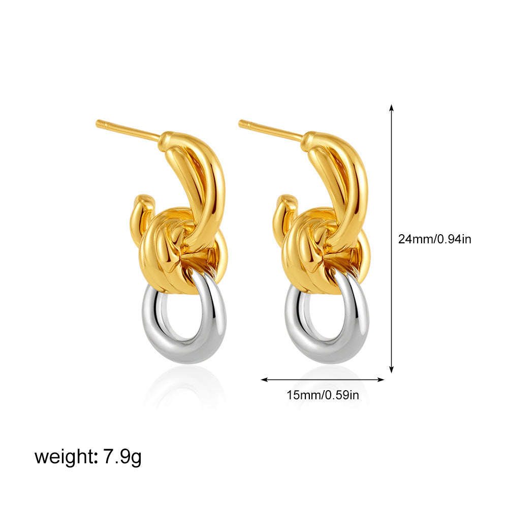 Wholesale 18k gold irregular contrast color winding earrings