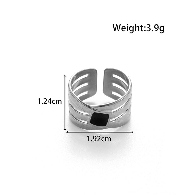 Wholesale Metal Advanced Sense Ginkgo Leaf Opening Titanium Steel Ring