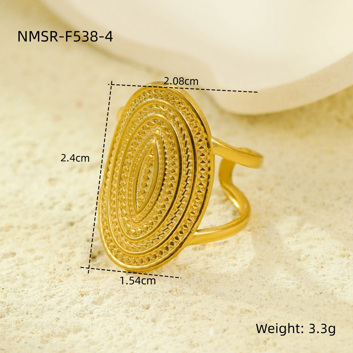Wholesale stainless steel open ring 18K gold non-fading multi-layer geometric hollow  ring