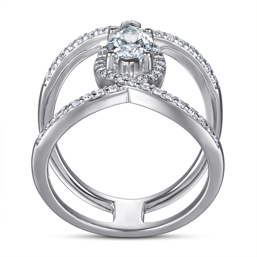 Wholesale  s925 sterling silver cross-ring girls Diamond Ring