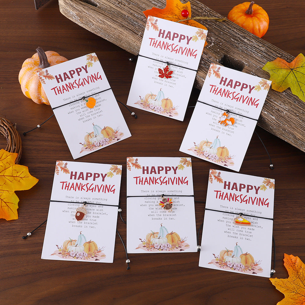 Wholesale Thanksgiving Maple Leaf Turkey Pine Cone Bracelet