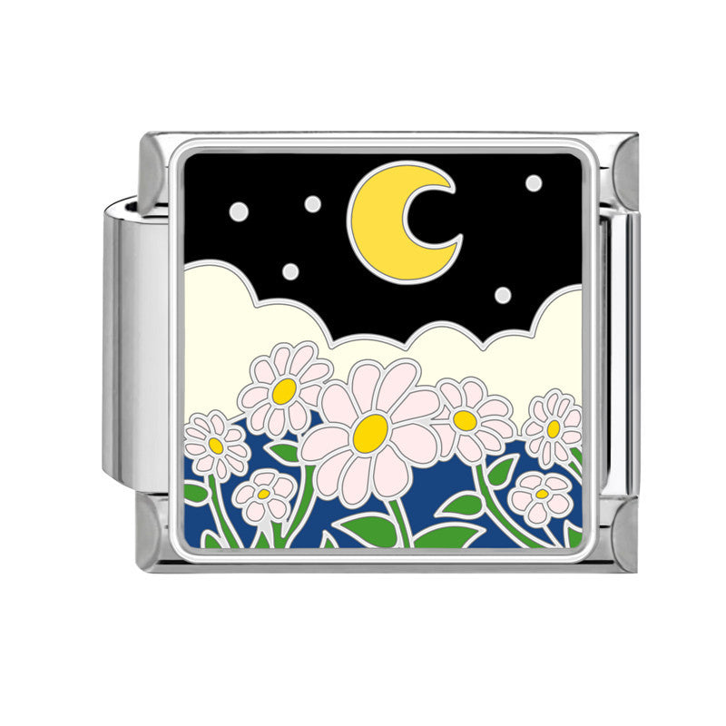 Wholesale Italian Charm Bracelet 9mm DIY Splicing Flowers Stainless Steel Composable Bracelet