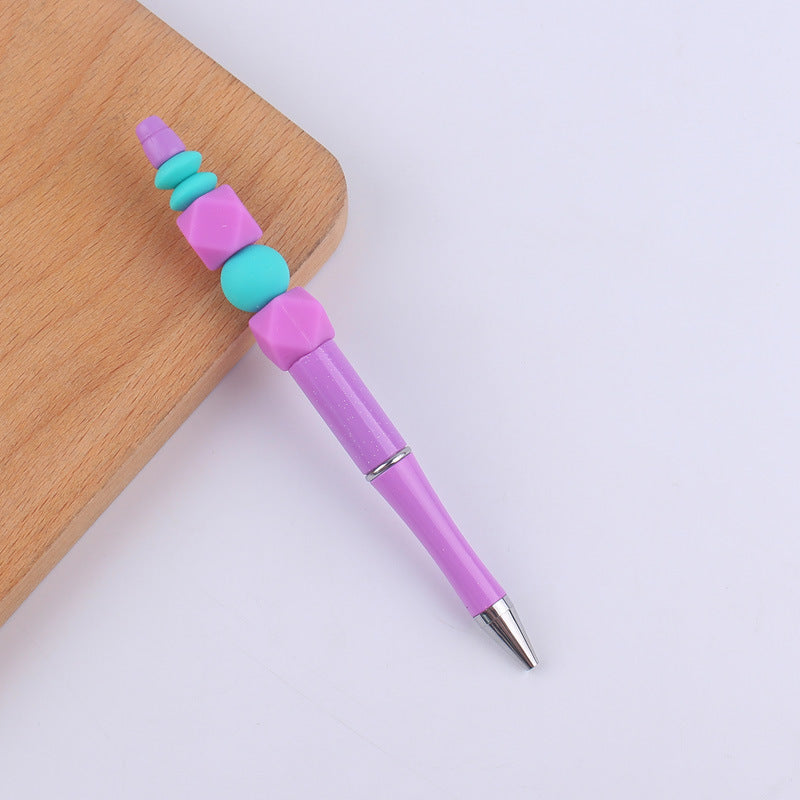 Wholesale  beaded pen creative DIY silicone beads contrast color beaded pen