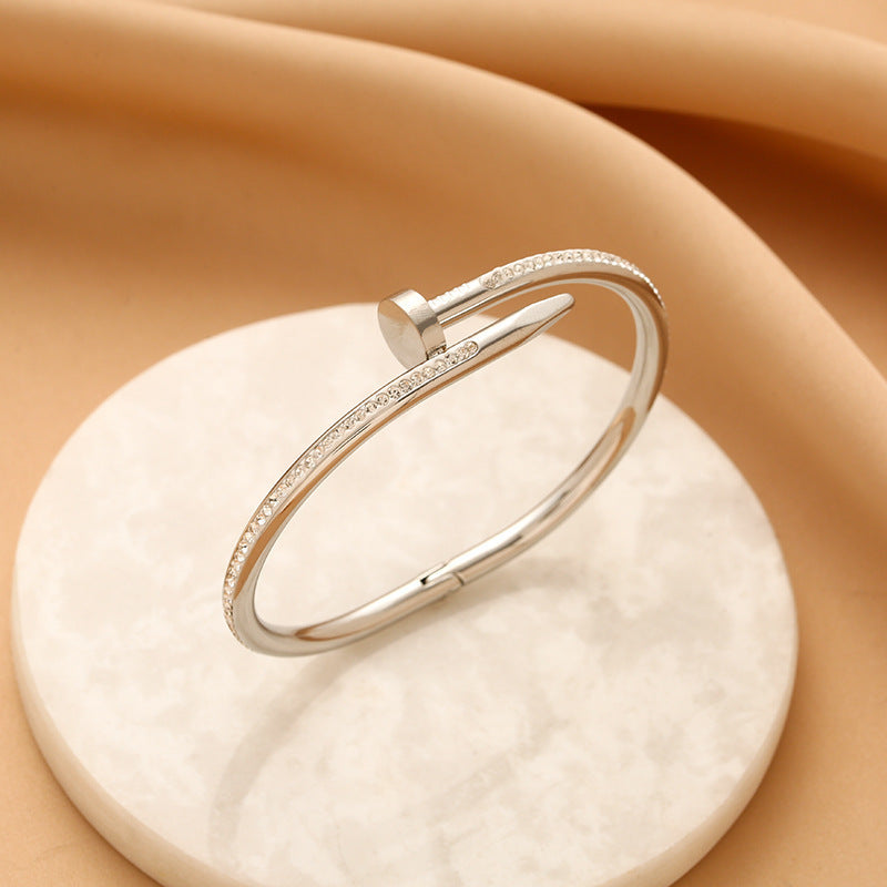 Wholesale Fashion Nail Titanium Steel Gold Plated Bracelet ACC-BT-Liyan008