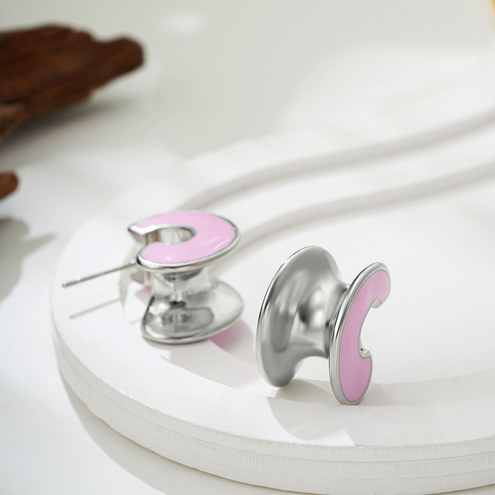 Wholesale Stainless Steel 18K Gold C- shaped Earrings