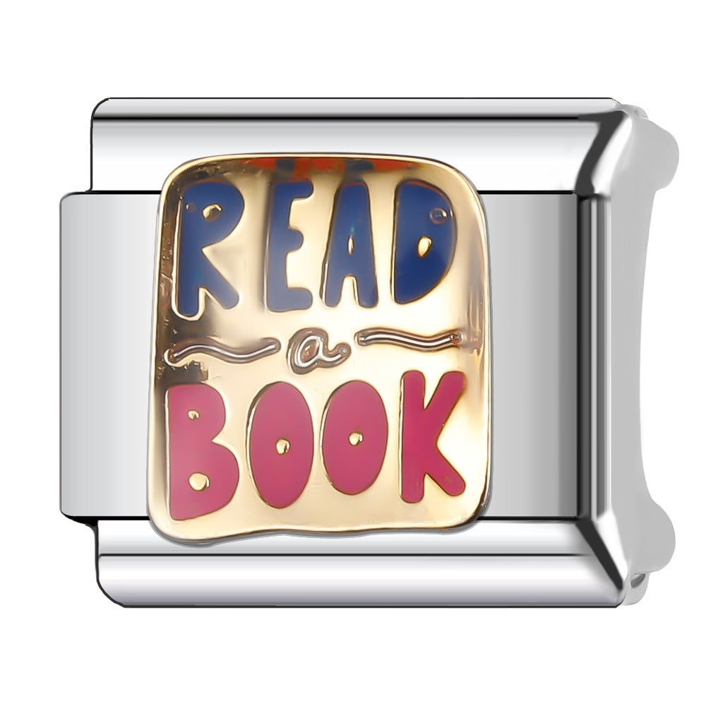 Wholesale Italian Charm Bracelet 9mm DIY Splicing English Retro Series Stainless Steel Composable Bracelet