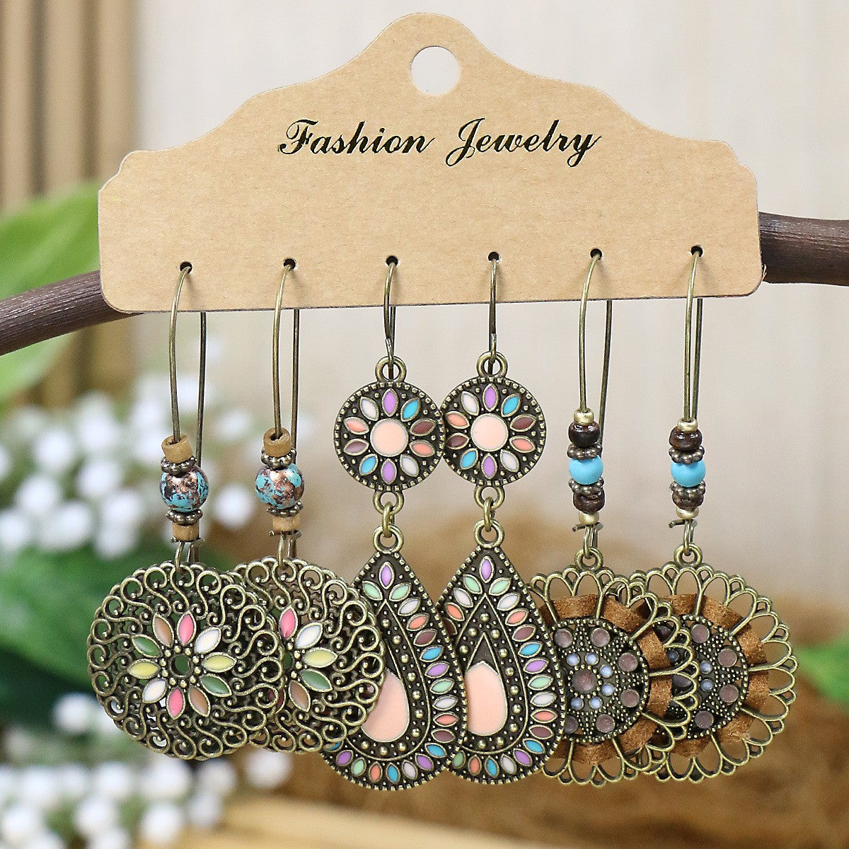 Wholesale Bohemian Big Circle Leaf Long Tassel Earrings Alloy - Stylish Jewelry Accessory