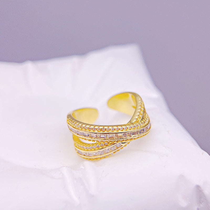 Wholesale Square Diamond Ring Cross Light Luxury Rings ACC-RS-YXY037