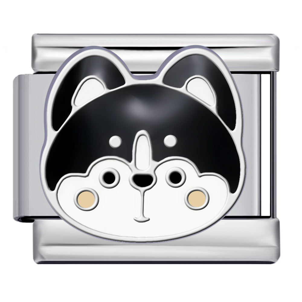 Wholesale Italian Charm Bracelet 9mm DIY Splicing Cute Cartoon Dog Stainless Steel Composable Bracelet