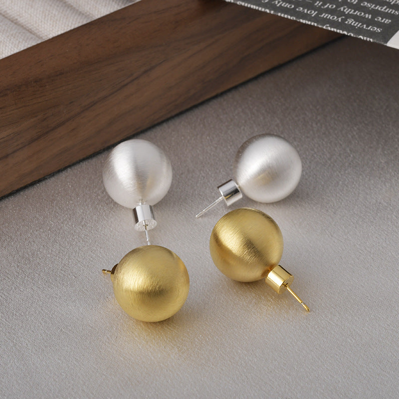 Wholesale Fashion Small Style Wire-drawing Hollow Ball Earrings