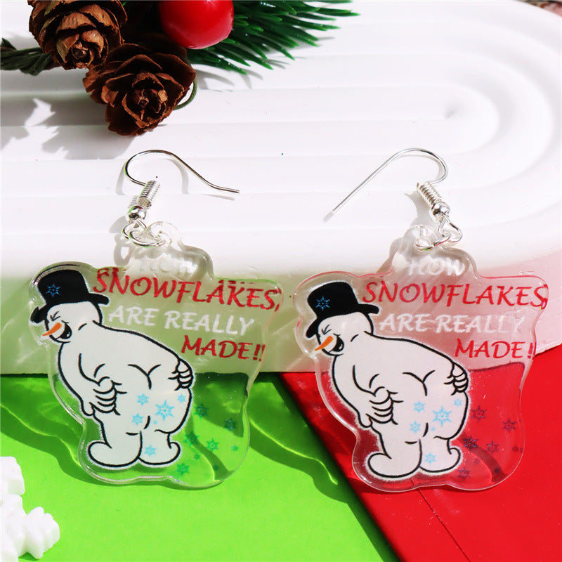 Wholesale  Acrylic Earrings Christmas Funny Snowman Earrings