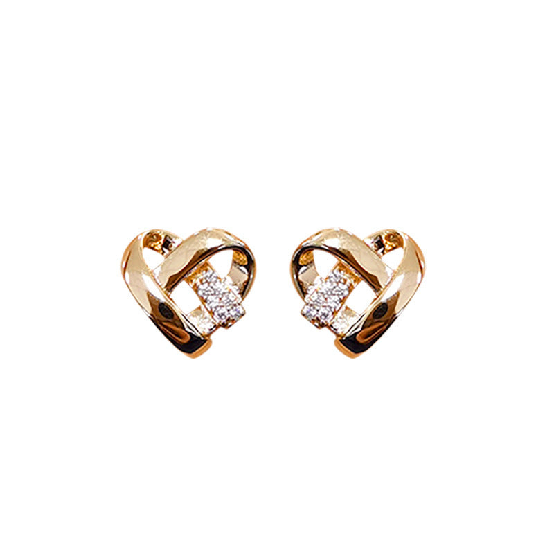 Wholesale Sweetheart Earrings for Women Rose Gold Heart-Shaped Ear Accessories Simple Fresh Sweet Earrings Trendy Clip-On Earrings for Non-Pierced Ears