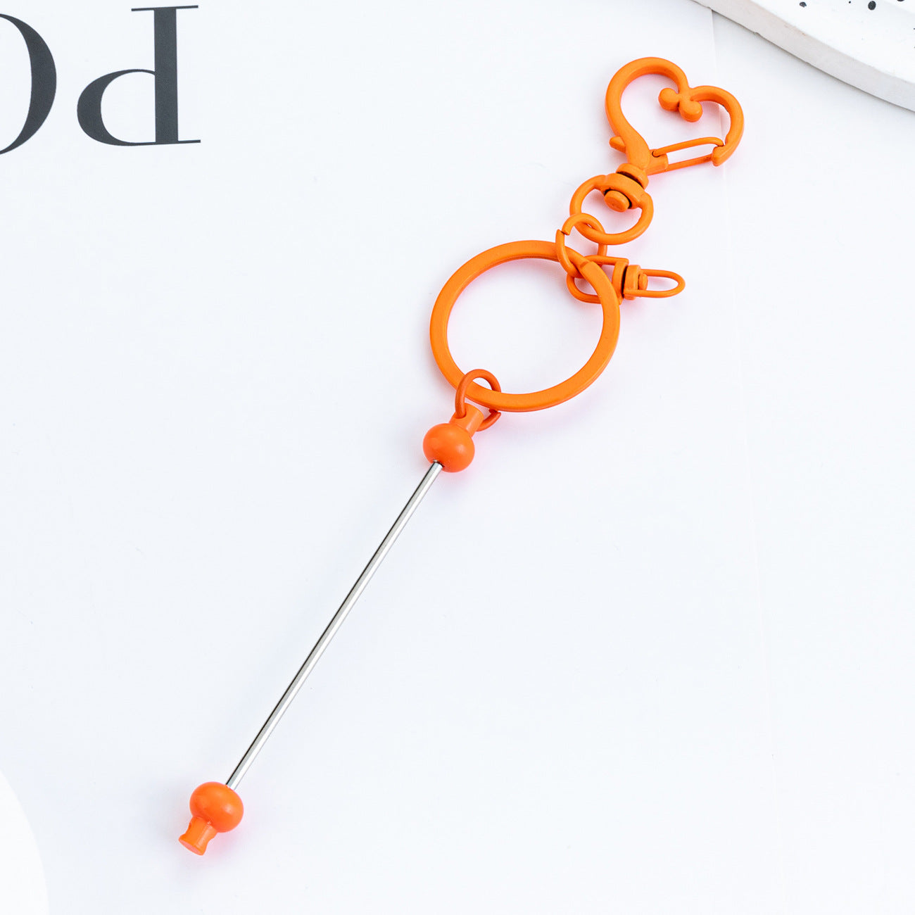 Wholesale DIY Beaded Heart Keychain Pendant Beadable Keychains