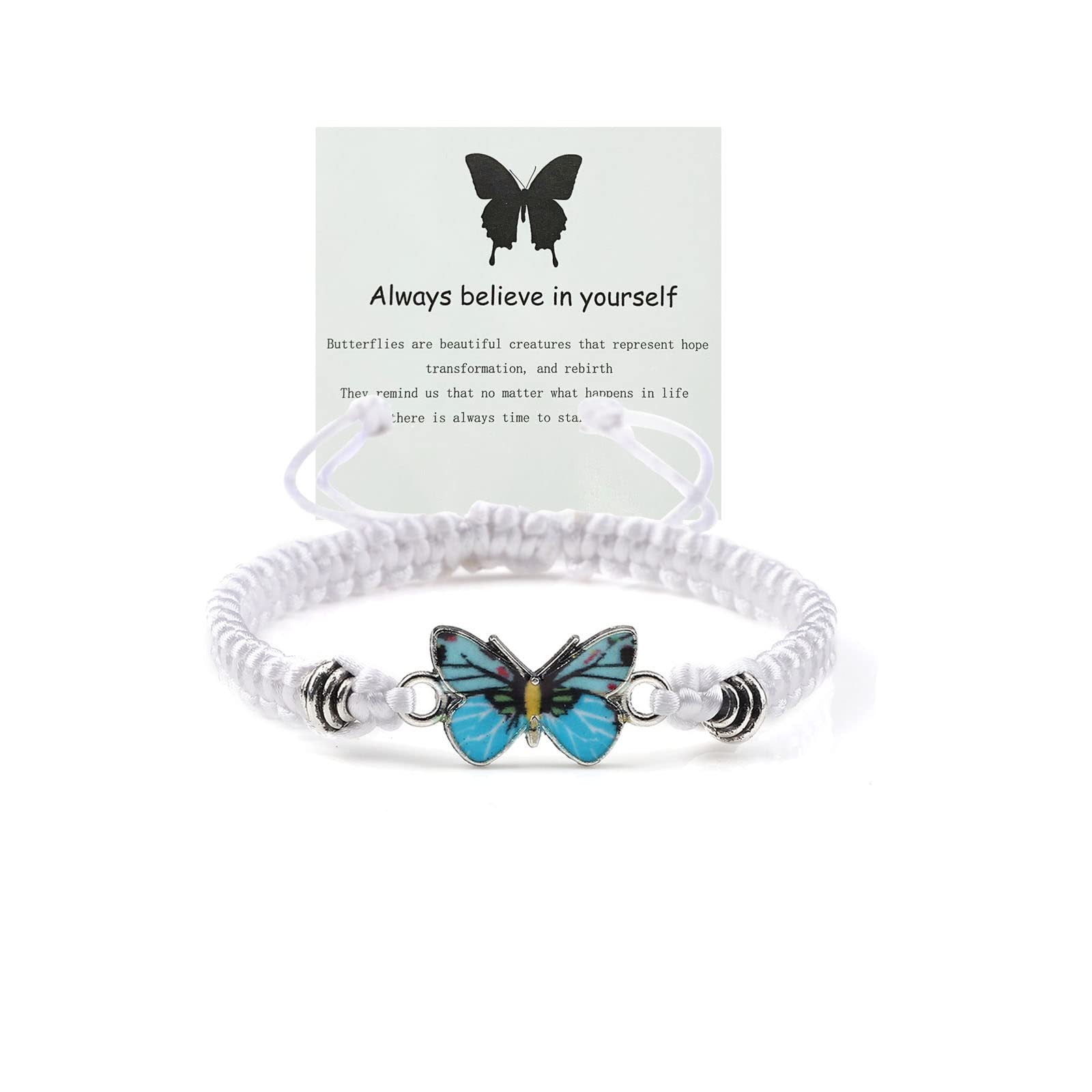 Wholesale Butterfly Design Adjustable Handmade Woven Bracelet Alloy Pendant Black Rope Women S Fashion Accessory