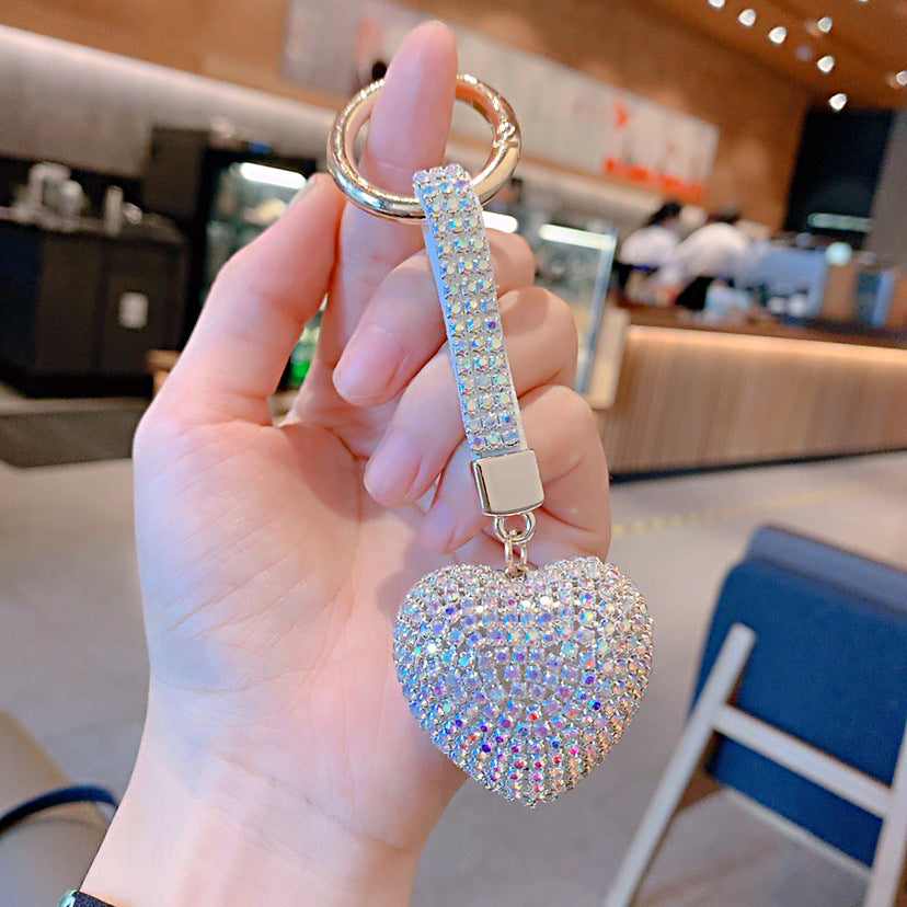 Wholesale Colorful Rhinestone Heart Shape Keychain Rhinestone Keychain Lanyard Keychain ACC-KC-ShuoT012