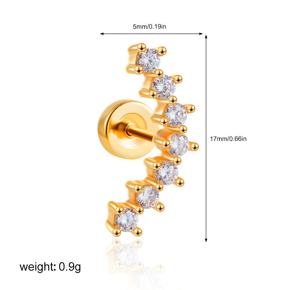 Wholesale Stainless steel 18K gold zircon titanium steel mini stud earrings