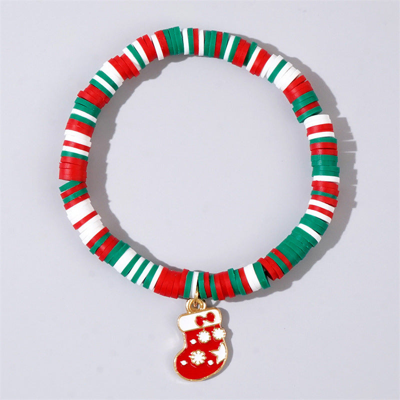 Wholesale  Christmas Ornaments Colorful Soft Pottery Beaded Bracelet
