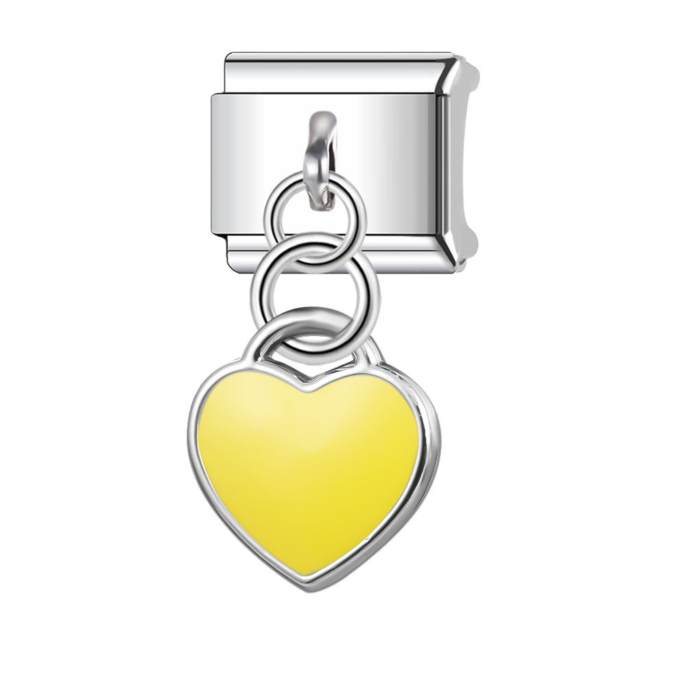 Wholesale Italian Charm Bracelet 9mm DIY Splicing Pendant Heart Shape Stainless Steel Composable Bracelet