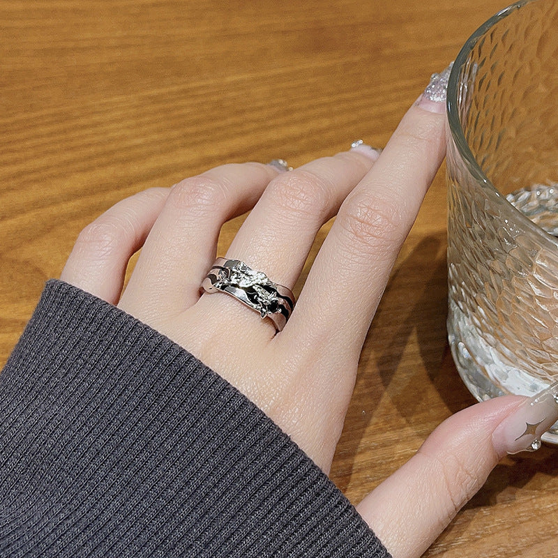 Wholesale Enamel Folds Irregular Retro Stacking Open Ring Adjustable Rings ACC-RS-JiuHao012