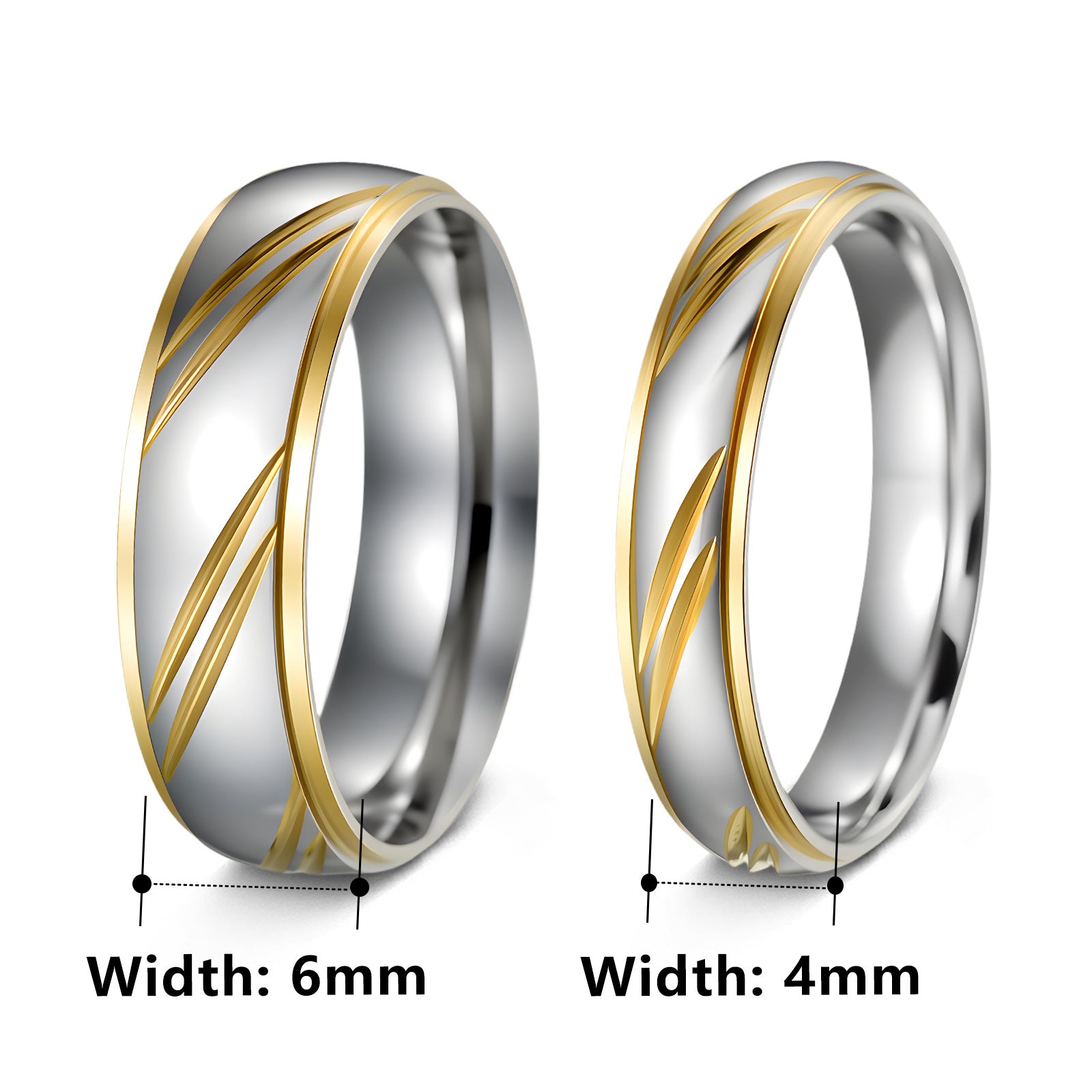 Wholesale European Fashion Gold Tone Stainless Steel Couple Rings,  Jewelry Accessory